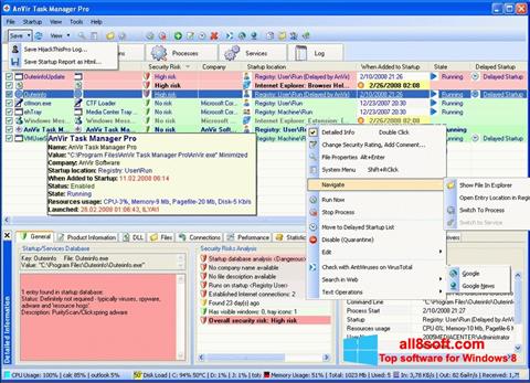 Captură de ecran AnVir Task Manager pentru Windows 8
