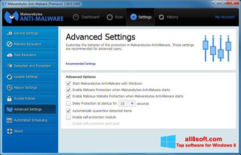 Captură de ecran Malwarebytes Anti-Malware pentru Windows 8