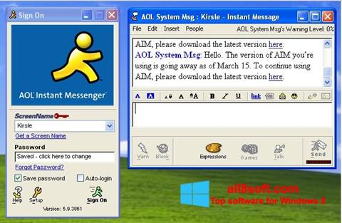 Captură de ecran AOL Instant Messenger pentru Windows 8