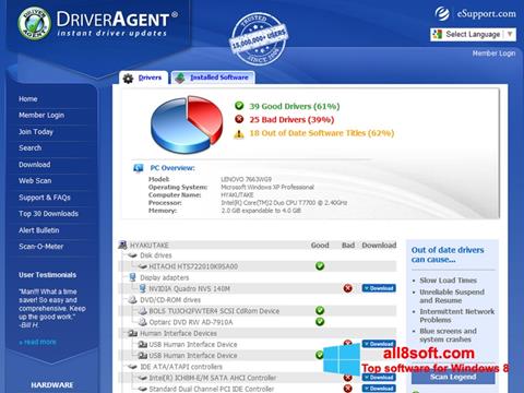 Captură de ecran DriverAgent pentru Windows 8