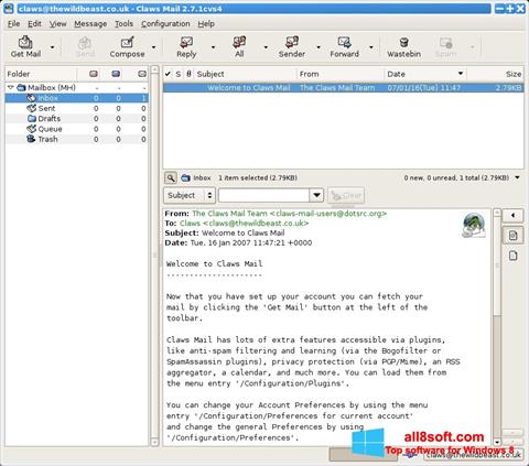Captură de ecran Claws Mail pentru Windows 8