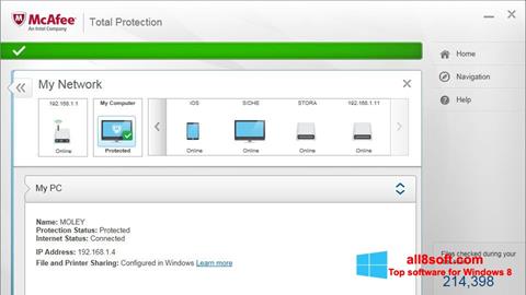 Captură de ecran McAfee Total Protection pentru Windows 8