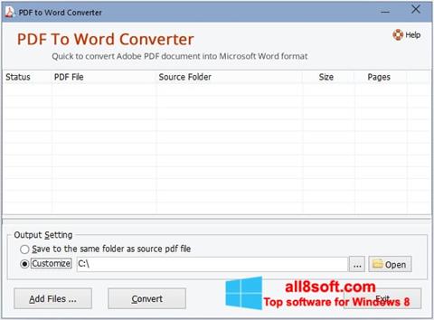 Captură de ecran PDF to Word Converter pentru Windows 8