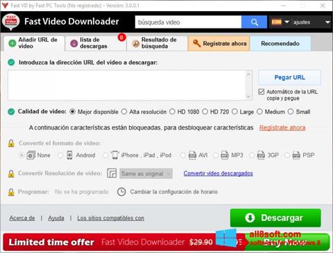 Captură de ecran Fast Video Downloader pentru Windows 8