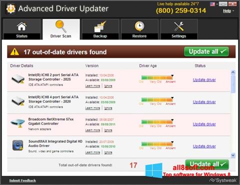 Captură de ecran Advanced Driver Updater pentru Windows 8