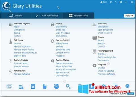 Captură de ecran Glary Utilities Pro pentru Windows 8