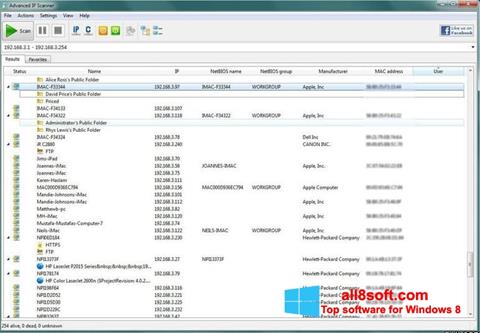 Captură de ecran Advanced IP Scanner pentru Windows 8