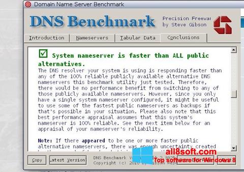 Captură de ecran DNS Benchmark pentru Windows 8
