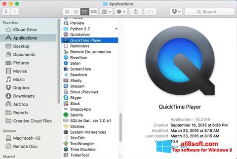 Captură de ecran QuickTime Pro pentru Windows 8