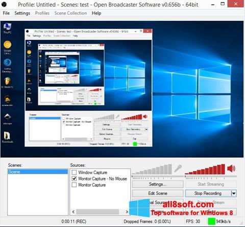Captură de ecran Open Broadcaster Software pentru Windows 8
