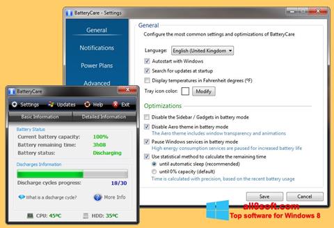 Captură de ecran BatteryCare pentru Windows 8