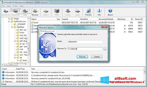 Captură de ecran Active File Recovery pentru Windows 8