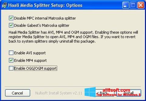 Captură de ecran Haali Media Splitter pentru Windows 8