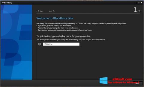 Captură de ecran BlackBerry Link pentru Windows 8