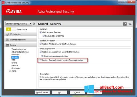 Captură de ecran Avira Professional Security pentru Windows 8