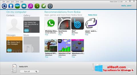 Captură de ecran Nokia PC Suite pentru Windows 8