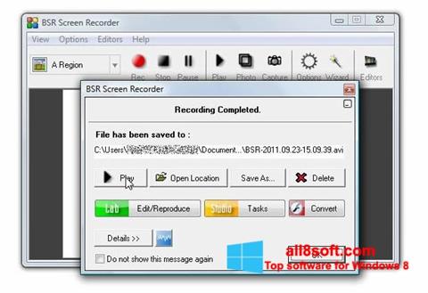 Captură de ecran BSR Screen Recorder pentru Windows 8