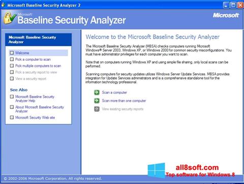 Captură de ecran Microsoft Baseline Security Analyzer pentru Windows 8