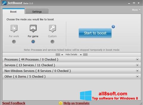 Captură de ecran JetBoost pentru Windows 8