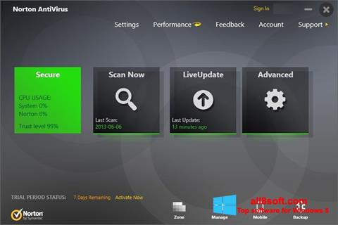 Captură de ecran Norton AntiVirus pentru Windows 8