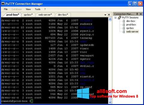 Captură de ecran PuTTY Connection Manager pentru Windows 8