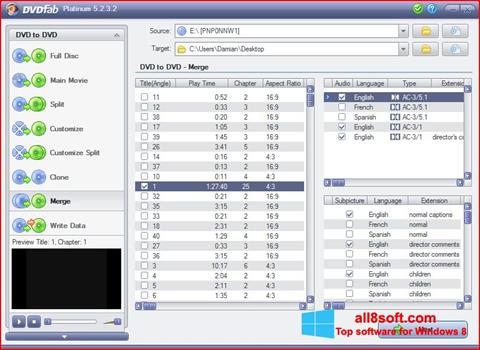Captură de ecran DVDFab pentru Windows 8
