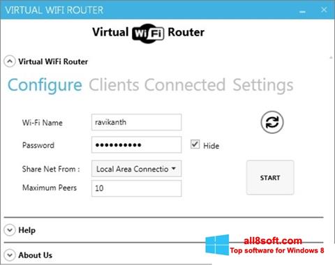 Captură de ecran Virtual WiFi Router pentru Windows 8