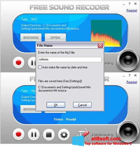 Captură de ecran Free Sound Recorder pentru Windows 8
