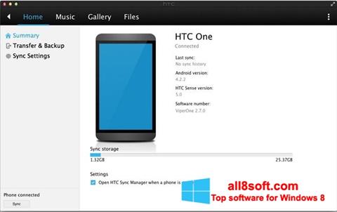 Captură de ecran HTC Sync pentru Windows 8