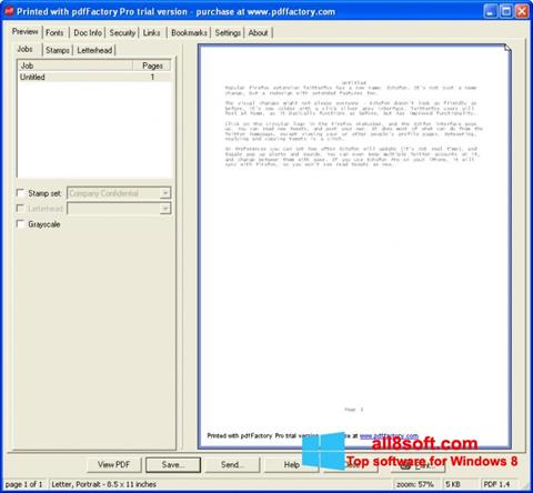 Captură de ecran pdfFactory Pro pentru Windows 8