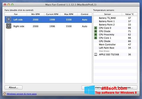 Captură de ecran Macs Fan Control pentru Windows 8