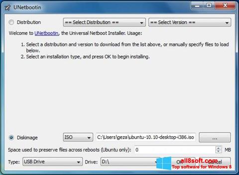Captură de ecran UNetbootin pentru Windows 8