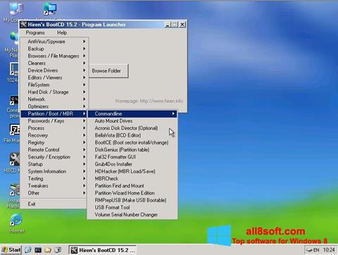 Captură de ecran Hirens Boot CD pentru Windows 8