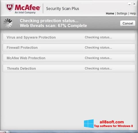 Captură de ecran McAfee Security Scan Plus pentru Windows 8