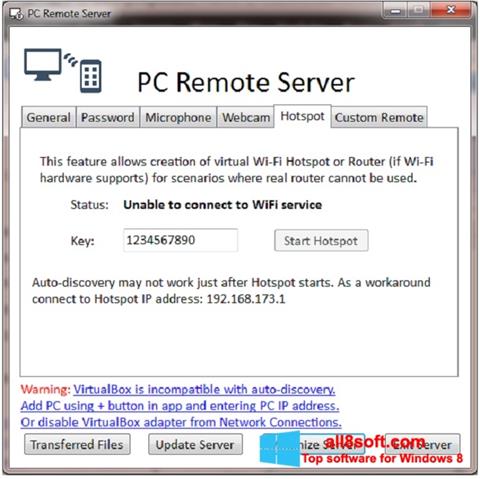Captură de ecran PC Remote Server pentru Windows 8