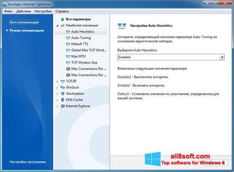 Captură de ecran Auslogics Internet Optimizer pentru Windows 8