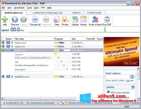 Captură de ecran Download Accelerator Plus pentru Windows 8