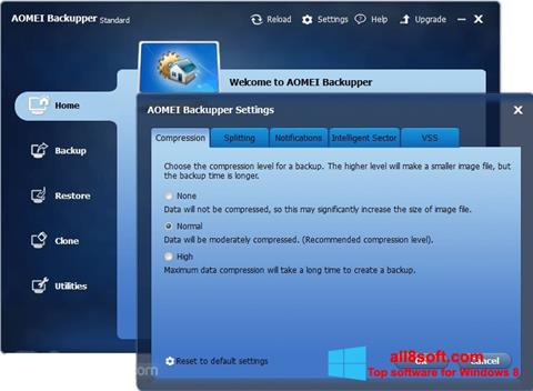 Captură de ecran AOMEI Backupper pentru Windows 8