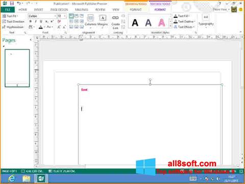 Captură de ecran Microsoft Publisher pentru Windows 8