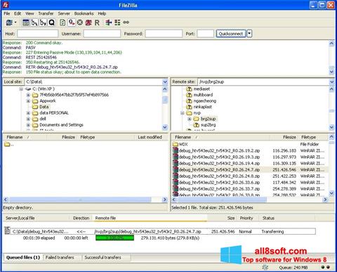 Captură de ecran FileZilla Server pentru Windows 8